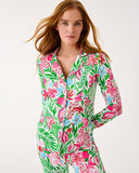 Lilly Pulitzer Pajama Knit Button-Up Top - Glowing Gardens