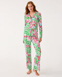 Lilly Pulitzer Pajama Knit Button-Up Top - Glowing Gardens