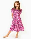 Lilly Pulitzer Girls Mini Jilly Sleeved Midi Dress - Elderflower Blossom Lil Escape Plan