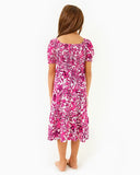 Lilly Pulitzer Girls Mini Jilly Sleeved Midi Dress - Elderflower Blossom Lil Escape Plan