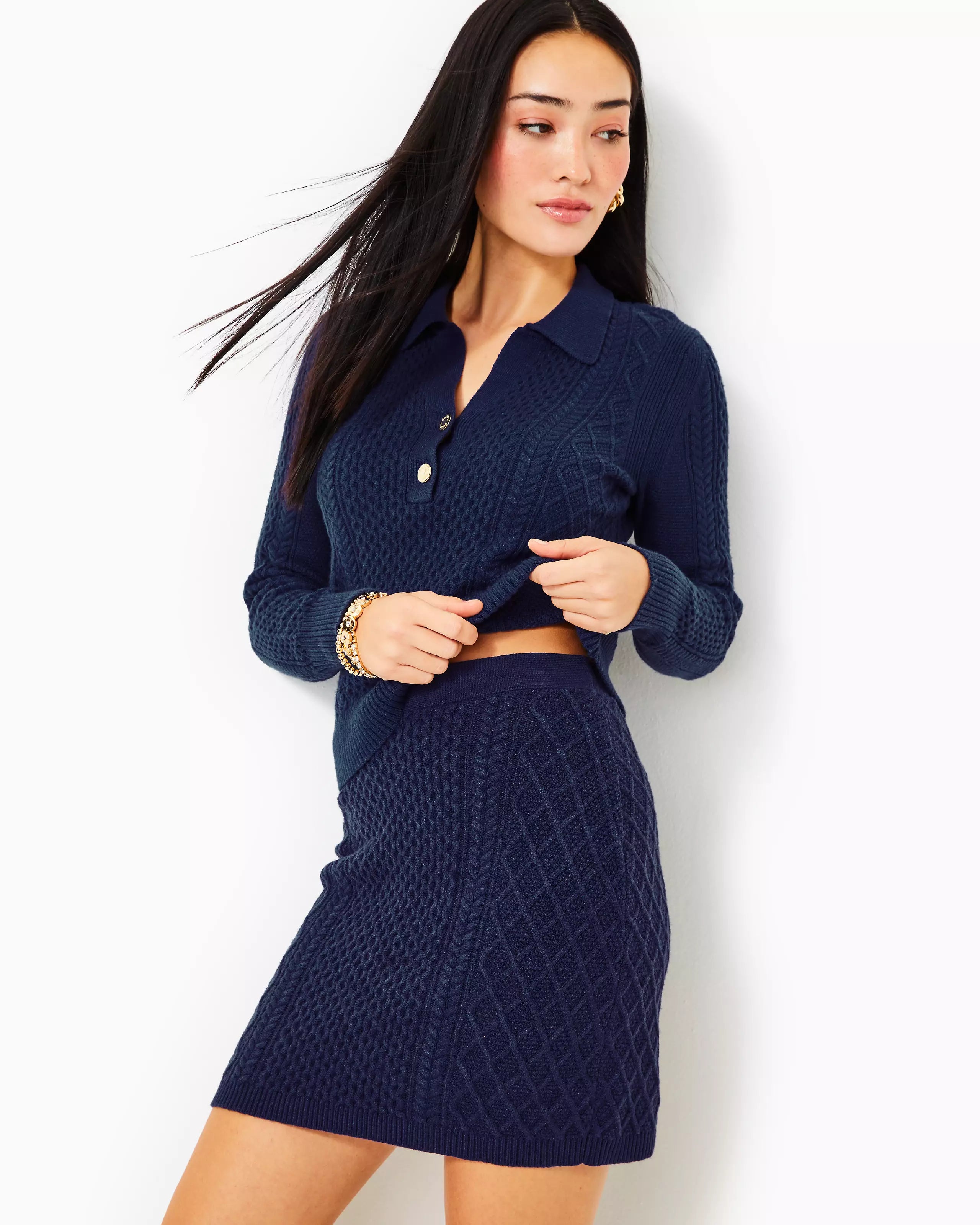 Lilly Pulitzer Women s Lizona Polo Sweater Low Tide Navy Krizia Martin