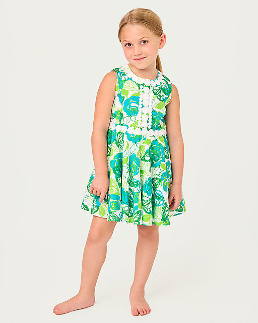 Lilly Pulitzer Girl's Idala Cotton Dress - Resort White Monarch Rose