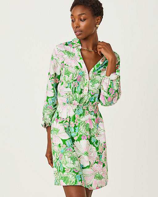 Lilly Pulitzer Abralynn Linen Shirtdress - Putting Green Poppyland