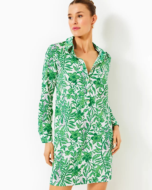 Lilly Pulitzer Women's UPF 50+ Kindra Dress - Fiddle Leaf Green Lil Escape Plan