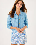 Lilly Pulitzer Seaspray Linen Jacket - Blue Peri x Resort White