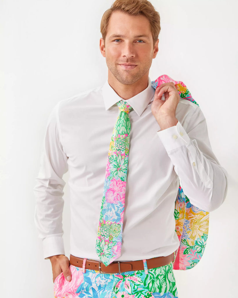 Lilly Pulitzer Men's Stuff Tie and Pocket Square Set - Multi Bright Delight Patch Accessories Small