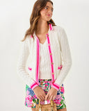 Lilly Pulitzer Brockton Polo Cardigan - Coconut with Pink Bliss Tipping