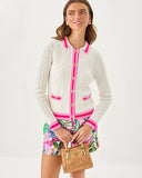 Lilly Pulitzer Brockton Polo Cardigan - Coconut with Pink Bliss Tipping