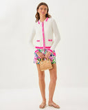 Lilly Pulitzer Brockton Polo Cardigan - Coconut with Pink Bliss Tipping