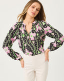 Lilly Pulitzer Elsa Silk Top - Onyx Blushing Blooms