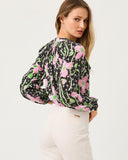 Lilly Pulitzer Elsa Silk Top - Onyx Blushing Blooms