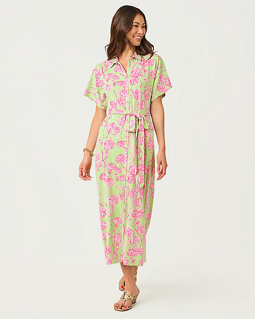 Lilly Pulitzer UPF 50+ McKennon Maxi Shirtdress - Pistachio Macaron Alina