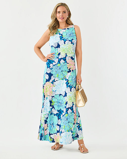 Lilly Pulitzer Carolita Maxi Dress - Starlight Navy Tennessees Hibiscus