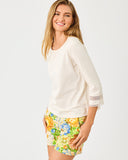 Lilly Pulitzer Clairmont 3/4 Sleeved Trimmed Knit Top - Coconut