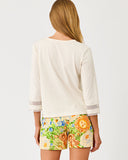 Lilly Pulitzer Clairmont 3/4 Sleeved Trimmed Knit Top - Coconut