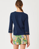 Lilly Pulitzer Clairmont 3/4 Sleeved Trimmed Knit Top - Low Tide Navy