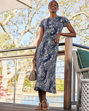 Lilly Pulitzer Alma Midi Dress UPF 50+ - Low Tide Navy Palm Prowl