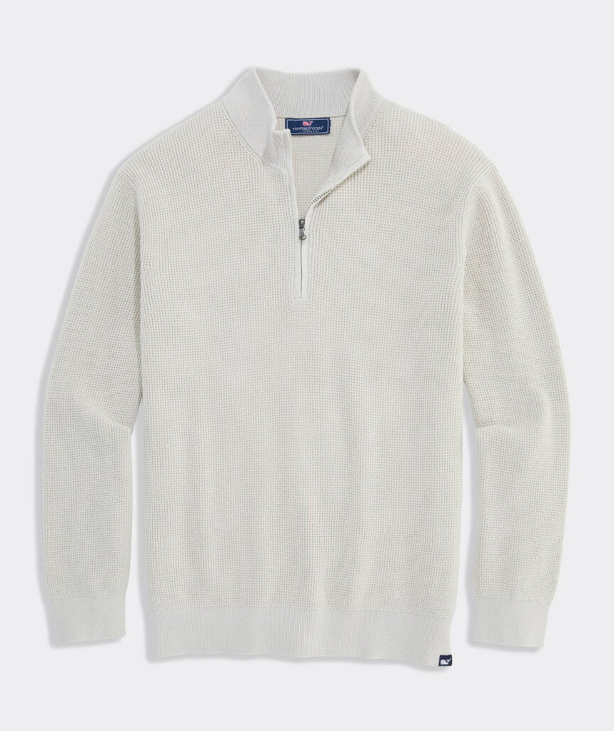 Vineyard Vines Men's Garment-Dyed Beach Waffle Quarter-Zip - Stone