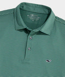 Vineyard Vines Men's Performance Bradley Stripe Sankaty Polo - Olive/Back Nine Green