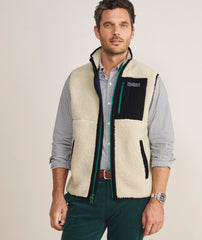 Vineyard Vines Men's Sherpa SuperShep™ Vest - Stone | Krizia Martin