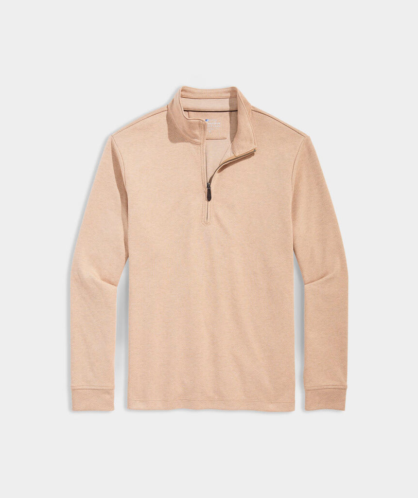 Vineyard Vines Men's Herringbone Bluffs Performance Quarter-Zip -  Toasted Almond