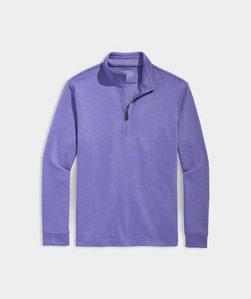 Vineyard Vines Herringbone Bluffs Performance Quarter-Zip - Blue Violet