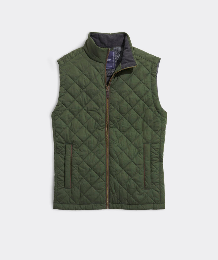 Vineyard Vines Men's Dorset Quilted Vest - Forest Olive