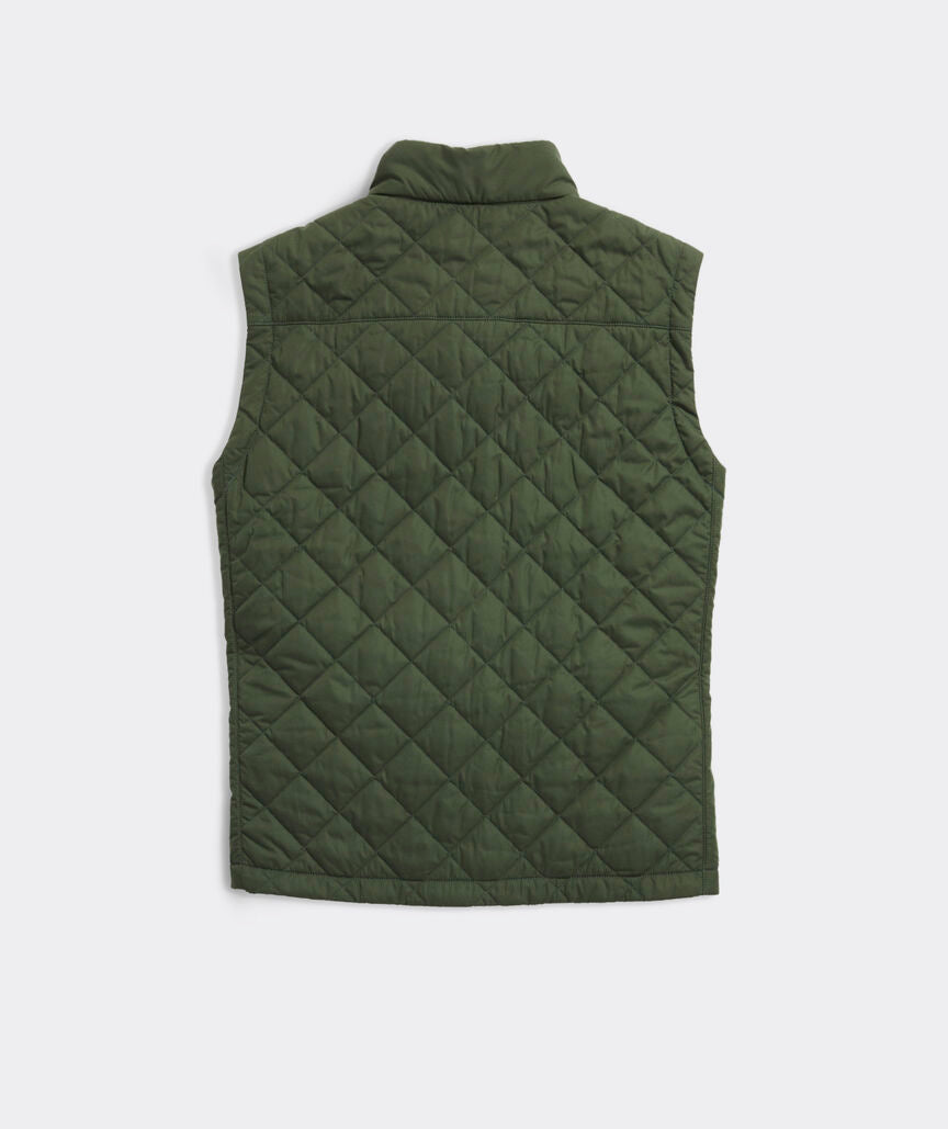 Vineyard Vines Men's Dorset Quilted Vest Forest Olive Krizia