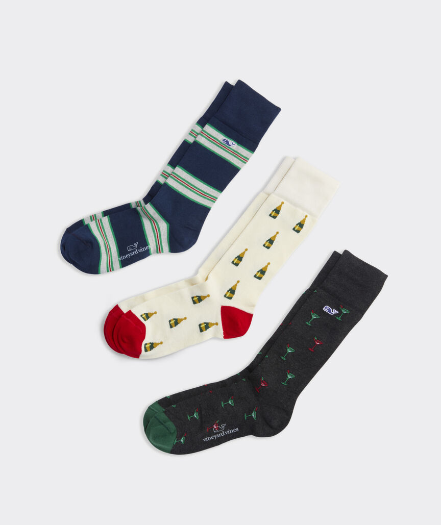 Vineyard Vines Men's Holiday Party 3-Pack Socks - Multi