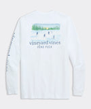 Vineyard Vines Men's Painted Pond Puck Long-Sleeve Pocket Tee - White Cap