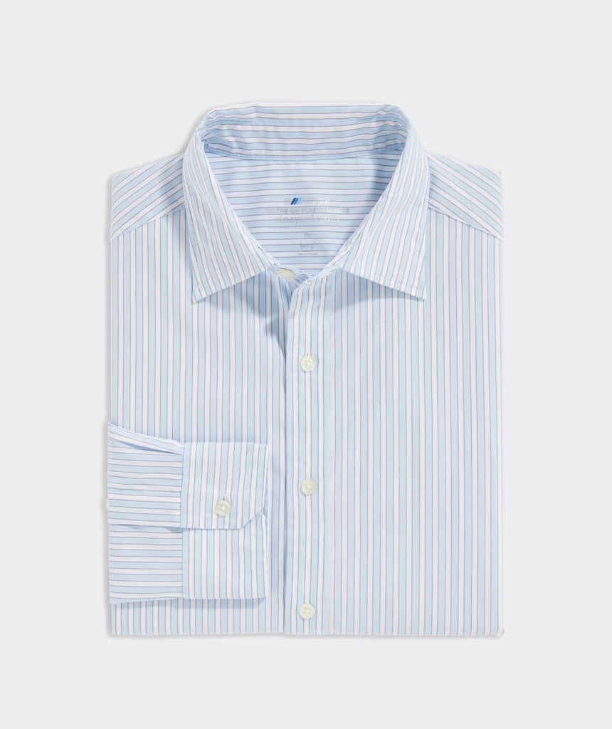 Vineyard Vines Men's On-The-Go brrrº Stripe Spread Collar Shirt - Jake Blue