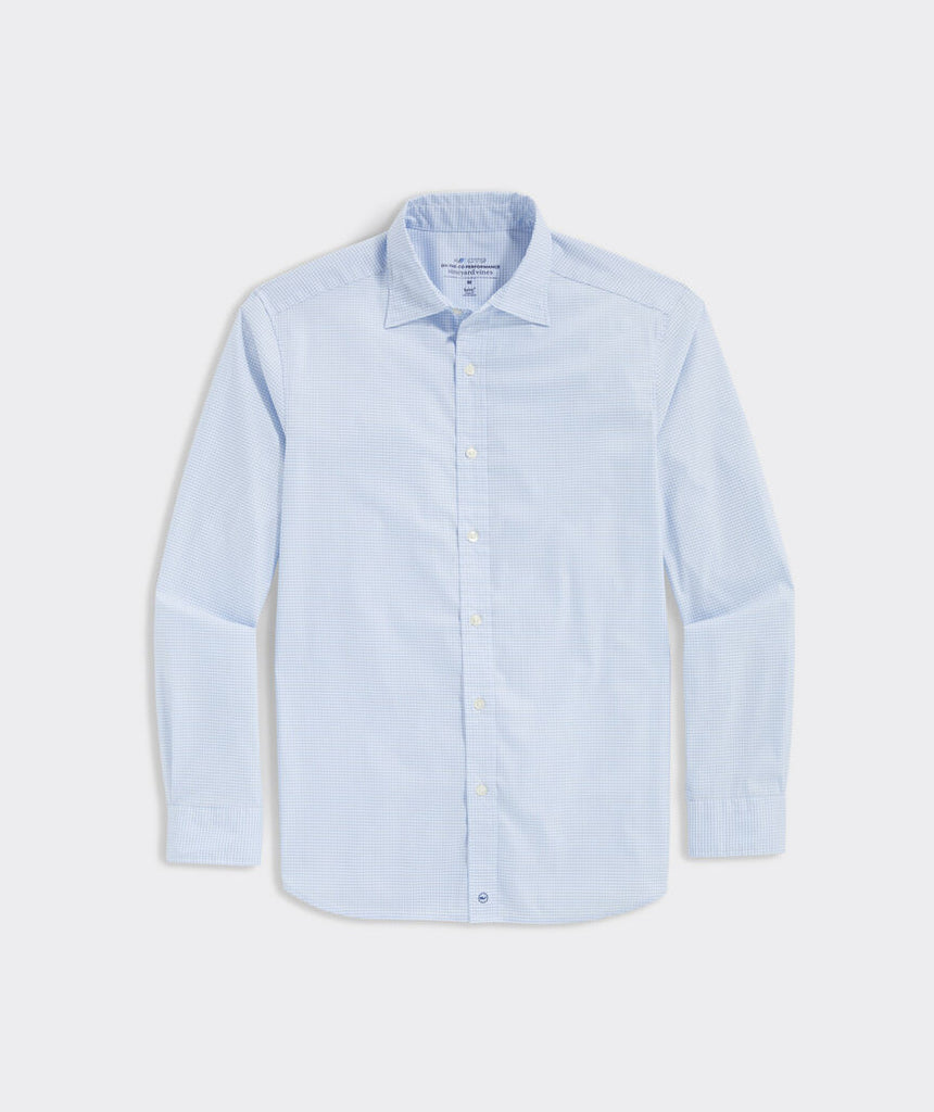 Vineyard Vines Men's On-The-Go brrrº Gingham Spread Collar Shirt - Jake Blue Plaid