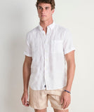 Vineyard Vines Men's Classic Fit Surfside Linen Short-Sleeve Shirt - White Cap