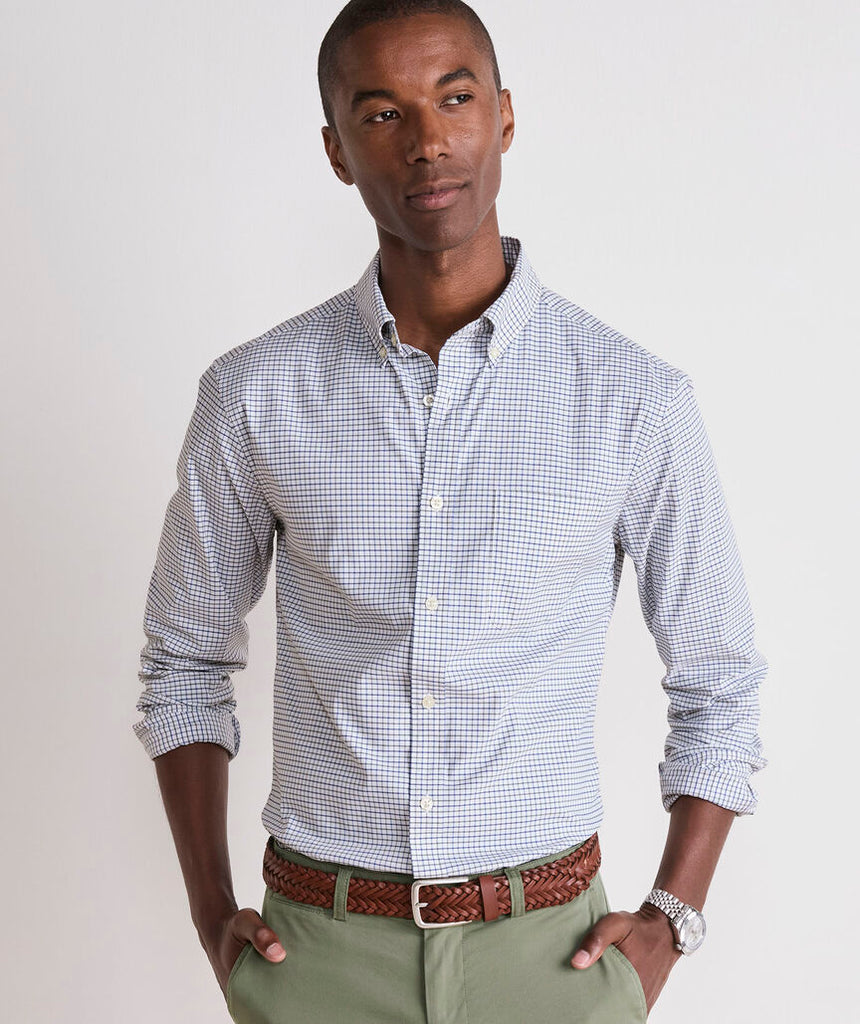 Vineyard Vines Men's Performance Cotton Wauwinet Tattersall Shirt - Balsam