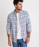 Vineyard Vines Men's Folly Beach Plaid Island Cotton Shirt - Peaches & Cream
