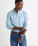 Vineyard Vines Men's Classic Fit Lorelai Plaid Perfect Wash Shirt - Mangrove Mint