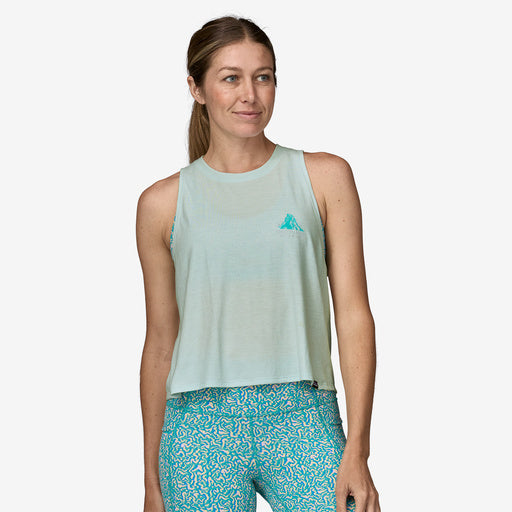 Patagonia Women's Capilene® Cool Trail Cropped Tank Top - Chouinard Crest: Wispy Green