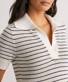 Vineyard Vines Women's Crochet Stitch Short-Sleeve Polo Sweater - Marshmallow