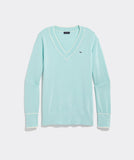 Vineyard Vines Women's Cotton Cashmere Heritage V-Neck Sweater -  Aqua Haze