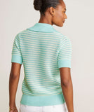 Vineyard Vines Women's Open-Stitch Short-Sleeve Polo Sweater - Aqua Haze