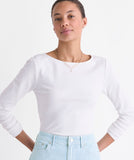 Vineyard Vines Deluxe Long Sleeve Boatneck Tee - White Cap