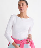 Vineyard Vines Deluxe Long Sleeve Boatneck Tee - White Cap