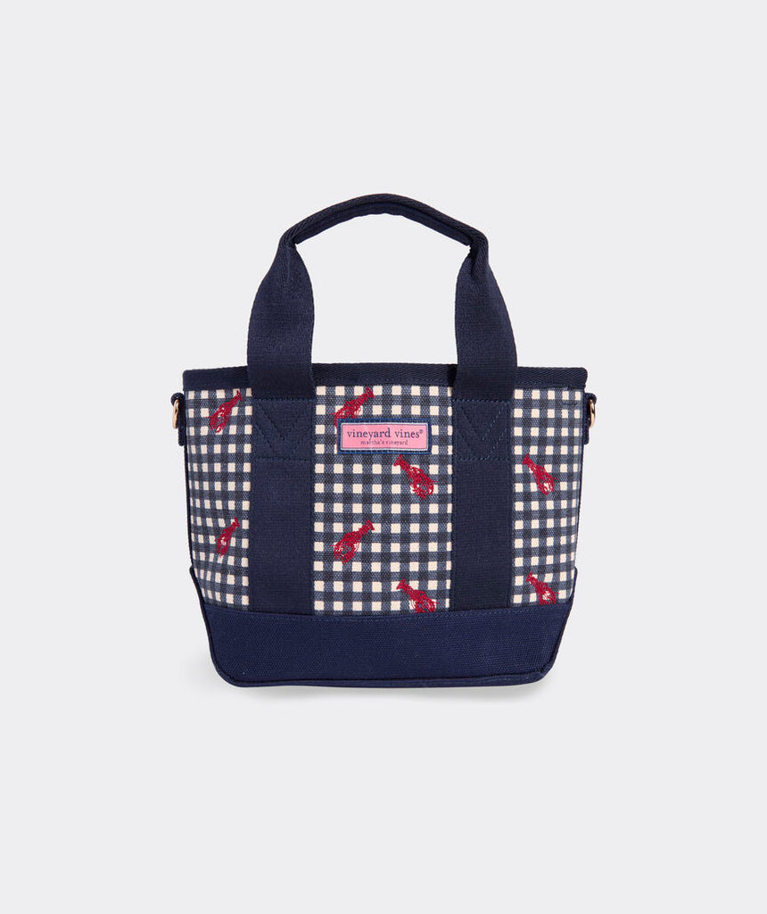 Vineyard Vines Embroidered Mini Heritage Tote - Gingham Lobster