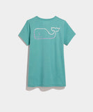 Vineyard Vines Women's Burgee Whale Dunes Tee - Aqua Ocean Heather