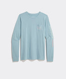 Vineyard Vines Women's Burgee Whale Long-Sleeve Dunes Tee - Seacliff Blue Hth