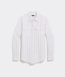 Vineyard Vines Women's Linen Camp Shirt - S Stripe -White/Capp