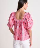 Vineyard Vines Women's Serena Square Neck Top - Red/White Gingham