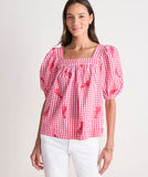 Vineyard Vines Women's Serena Square Neck Top - Red/White Gingham