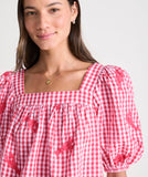 Vineyard Vines Women's Serena Square Neck Top - Red/White Gingham
