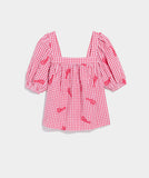 Vineyard Vines Women's Serena Square Neck Top - Red/White Gingham